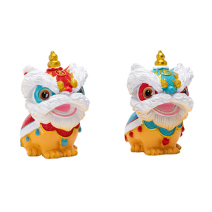 国潮风醒狮摆件礼盒招财进宝茶宠汽车桌面办公装饰节日送礼烟灰缸