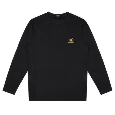 美斯尼亚圆领刺绣烫钻长袖T恤男