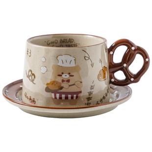 精致漂亮的饭碗陶瓷家用仪式感餐具可爱炒菜盘子高级感卡通双耳碗