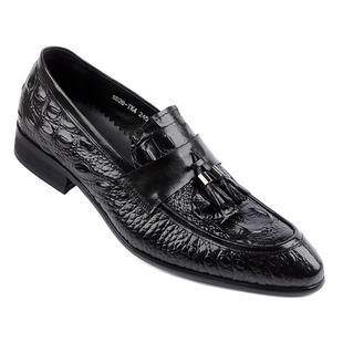 鳄鱼纹套脚男士休闲皮鞋潮流时尚韩版潮鞋子潮男正装真皮休闲鞋子