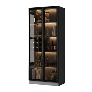 酒柜展示柜家用玻璃酒柜客厅靠墙储物柜定制轻奢置物柜实木餐边柜