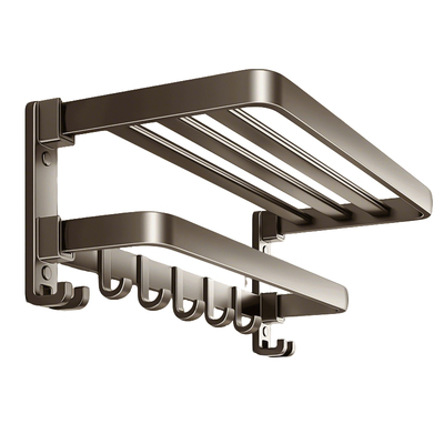 【折叠收纳浴巾架】免打孔承重强