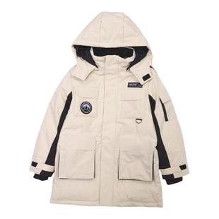 abckids童装男童羽绒服冬季中长款加厚鸭绒袄2024新款工装外套潮