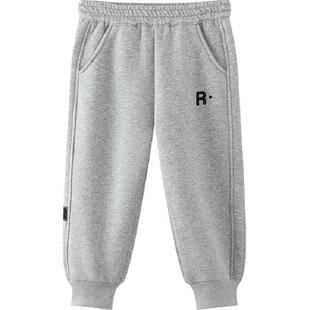 左西童装男童加绒加厚裤子运动裤2026秋冬新款儿童中大童束脚长裤