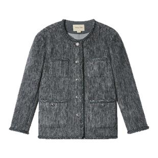 【羊驼毛】诗篇专选羊毛格雷系小香风毛绒短外套冬款