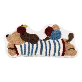 儿童地毯卧室床边毯男孩女孩房间可爱蓝色小狗地垫异形长条可机洗