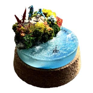 原创纯手工制作魅蓝精灵微缩景观模型手办装饰摆件玻璃罩创意礼物