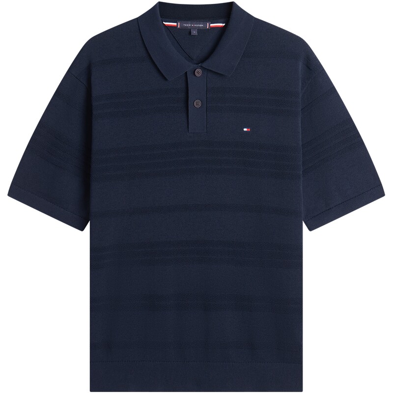 Tommy男装条纹提花肌理针织POLO
