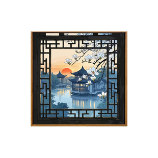 玉兰花新中式diy数字油画丙烯填色手工艺术品国风高级感装饰挂画