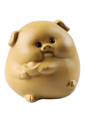 紫砂迷你生肖猪茶宠可养茶桌摆件