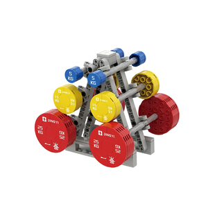 景一举重 杠铃架积木摆件益智玩具