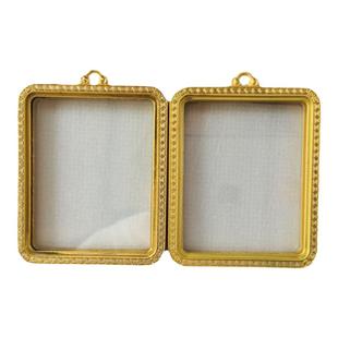 藏式唐卡吊坠双面玻璃材质金色哑金嘎盒装打印画芯老君五爷招财