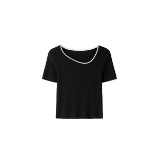 【可机洗澳大利亚100%羊毛】ochirly欧时力短袖针织毛衣2025春季