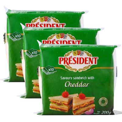 总统三明治奶酪芝士片200g×3袋