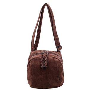 复古麂皮绒贝壳包包女2025秋冬新款韩版小众斜挎包百搭休闲单肩包