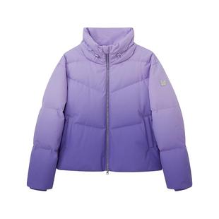 ANNA SUI安娜苏运动 小紫盾PRO渐变紫色立领白鸭绒羽绒服短款外套
