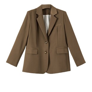 晚白2026年春新款气质翻驳领西装干练利落气质通勤大码百搭外套女