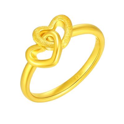 赛菲尔5D硬金镂空爱心戒指女