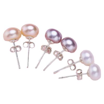 6A级天然淡水真珍珠耳钉女纯银钉