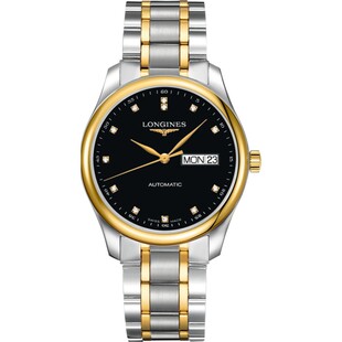 瑞士名表浪琴LONGINES名匠系列18K黄金镶钻机械男表l2.755.5.57.7