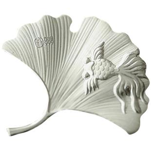 银叶子999纯银煮茶泡茶银叶子软化水质激发茶香999足银茶道摆件