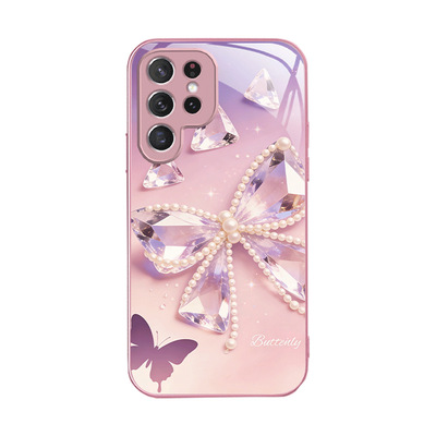 A56苹果17SamsungS25+三星S26ultra手机壳23加S24fe蝴蝶结22u外54玻璃case55适用16plus女21高级感20高颜值14