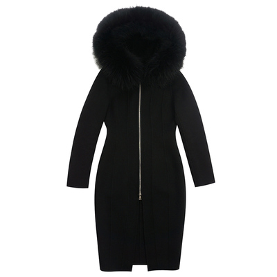 foundume修身风毛呢双面羊绒大衣