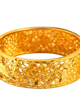 新中式仿金镂空瑞鸟繁花手镯结婚