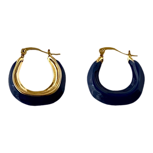 克莱因蓝色耳环2025新款爆款小众设计感高级耳圈复古法式轻奢耳饰