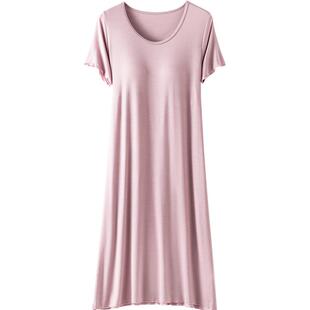 莫代尔睡裙女夏季薄款孕妇睡衣短袖连衣裙2026年新款带胸垫家居服