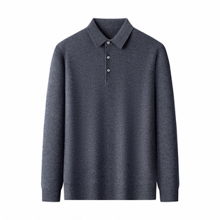 鄂尔多斯市100纯山羊绒男士翻领毛衣中老年爸爸装加厚针织羊毛衫