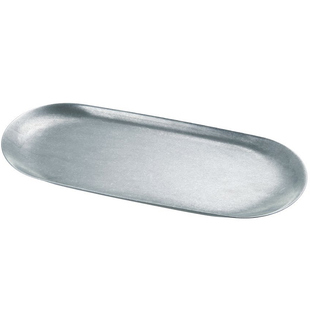 进口日本青芳作家复古磨砂银色不锈钢盘创意甜点碟子西餐具托盘子