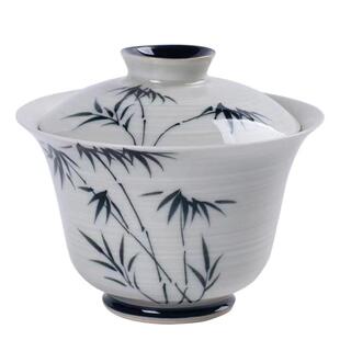 彩集堂 手绘墨竹盖碗 粉引釉下彩小号泡茶碗家用茶备个人茶杯茶具