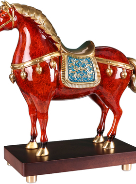 招财全铜马摆件中式唐马
