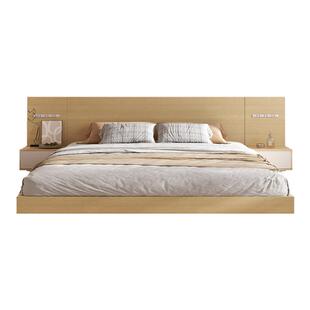 新悬浮床现代简约1.8米家用双人主卧原木风家具日式榻榻米悬空床