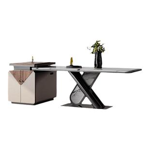 诚骏意式极简岛台餐桌一体带水槽别墅家用轻奢天然奢石分离式倒台