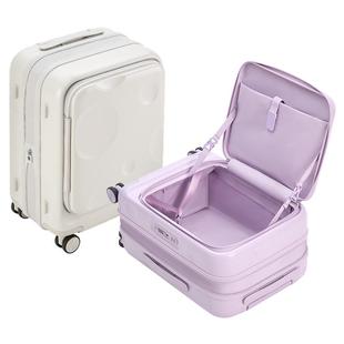 卡拉羊大深舱前开门侧开盖芝士扩容行李箱20寸登机纯PC轻便旅行箱