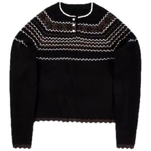 countrymoment羊毛混纺/费尔岛毛衣女复古针织衫上衣毛线衣外套冬