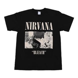 Nirvana摇滚乐队涅盘林肯公园美式vintage复古黑色正肩短袖T恤男