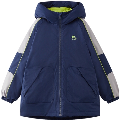 【抗菌】MQD男童中长款羽绒服2025冬季新款儿童撞色拼接休闲外套