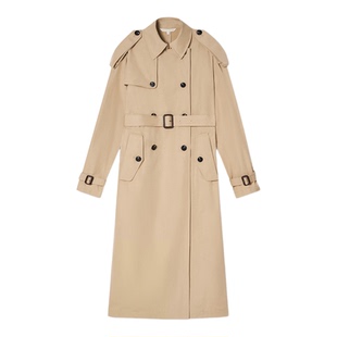 PSALTER诗篇复古经典双排扣翻领系带长款风衣外套2025冬款