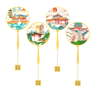 扬州景点金属书签瘦西湖五亭桥都东关街何园大明寺旅游景点礼品