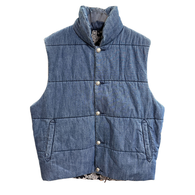 外M单!俩面穿立领牛仔棉服马甲