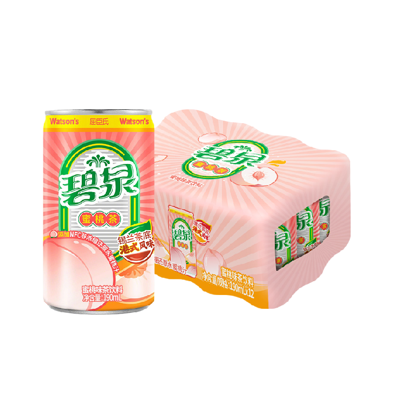屈臣氏碧泉蜜桃柠檬茶真果汁清新