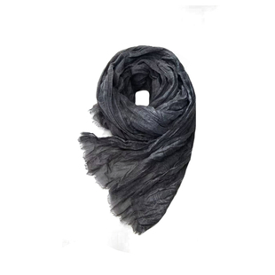 县城文学 复古文艺灰色褶皱围巾故事氛围感纯色丝巾小众百搭围脖