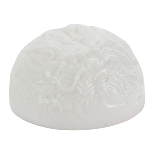 钰铨龙门 浮雕龙腾瑞气主人杯 陈德根大师纯手工冰种素烧白瓷茶杯