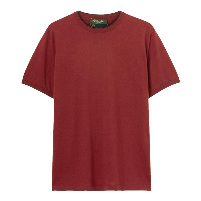 Loro Piana/诺悠翩雅男装棉质圆领短袖红色百搭T恤上衣
