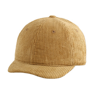 软顶复古灯芯绒3cm美式短檐帽男秋冬短沿鸭舌帽女嘻哈棒球帽时尚