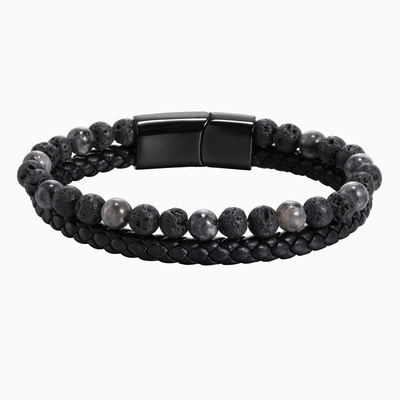 GRGR编织皮绳多层叠戴手环