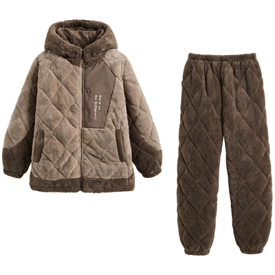 亲嘴猫暖暖绒夹棉情侣睡衣